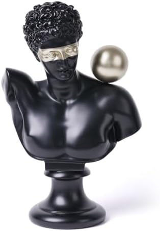 Abstract Sculpture Decor Modern Arts Greek Bust Figurine Table Centerpiece Statue Polyresin Black 13.8 inch