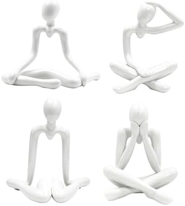 4PCS Thinker Style Abstract red Statue, Modern Simple ABS Abstract Sculpture Decor, for Home Living Room, Restaurant, Office, Bookshelf Decoration, Gifts