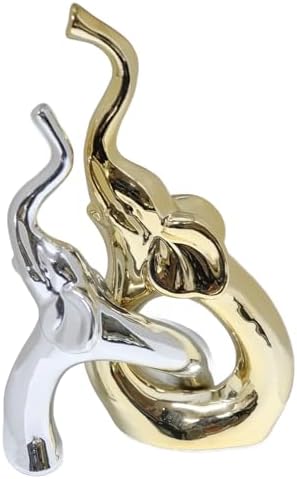 Zerzsy 2 Pack Gold Decor Finger Gesture Statues, “OK” Hands Sculpture Decor for Home Living Room Office,Sculptures Decorative Objects for Bookshelf Shelves Desk Table-Gold & Silver