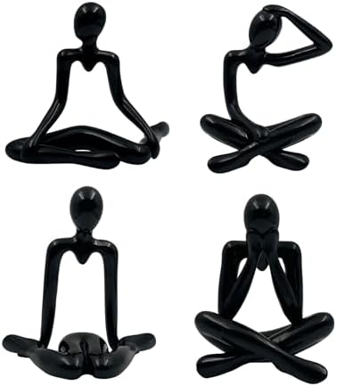 4PCS Thinker Style Abstract red Statue, Modern Simple ABS Abstract Sculpture Decor, for Home Living Room, Restaurant, Office, Bookshelf Decoration, Gifts