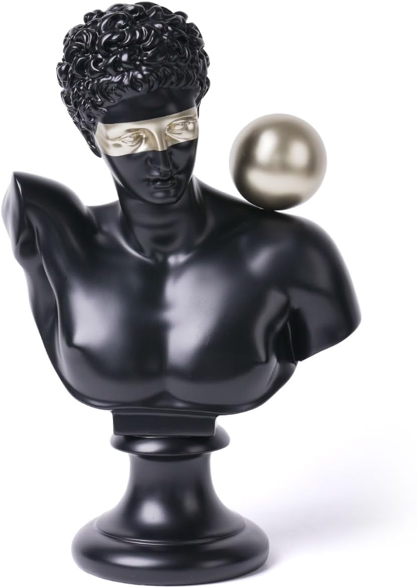 Abstract Sculpture Decor Modern Arts Greek Bust Figurine Table Centerpiece Statue Polyresin Black 13.8 inch