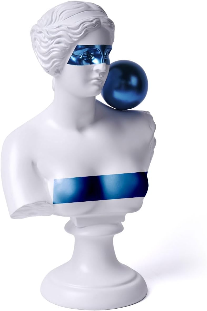 Abstract Sculpture Decor Modern Arts Greek Bust Figurine Table Centerpiece Statue Polyresin Black 13.8 inch