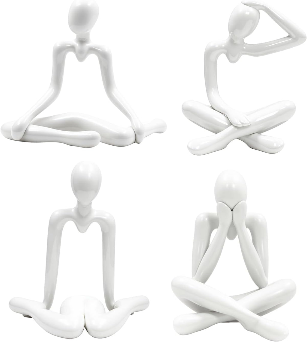 4PCS Thinker Style Abstract red Statue, Modern Simple ABS Abstract Sculpture Decor, for Home Living Room, Restaurant, Office, Bookshelf Decoration, Gifts