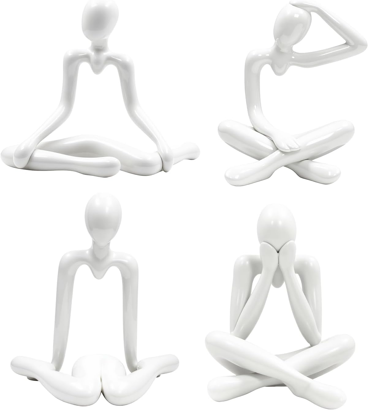 4PCS Thinker Style Abstract red Statue, Modern Simple ABS Abstract Sculpture Decor, for Home Living Room, Restaurant, Office, Bookshelf Decoration, Gifts