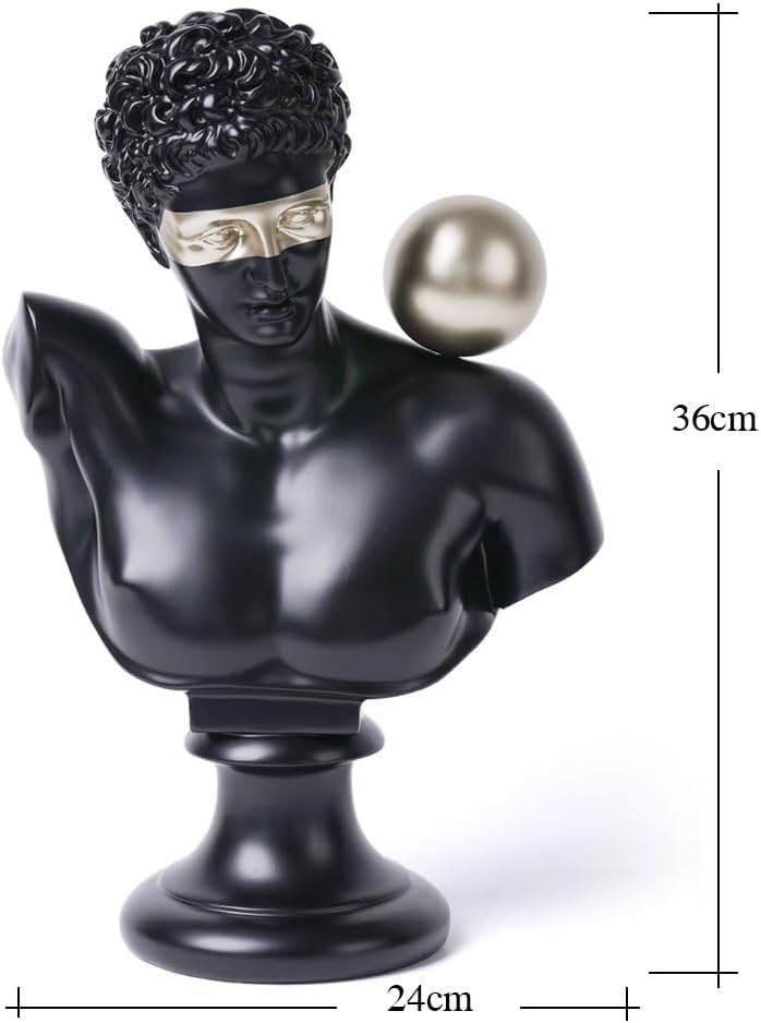 Abstract Sculpture Decor Modern Arts Greek Bust Figurine Table Centerpiece Statue Polyresin Black 13.8 inch