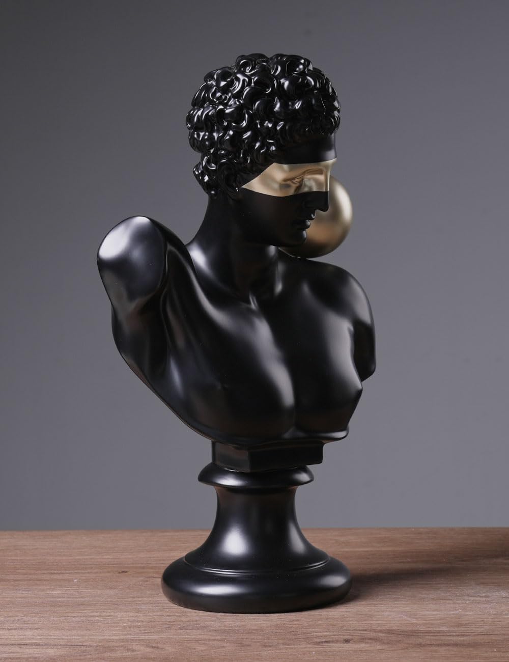 Abstract Sculpture Decor Modern Arts Greek Bust Figurine Table Centerpiece Statue Polyresin Black 13.8 inch