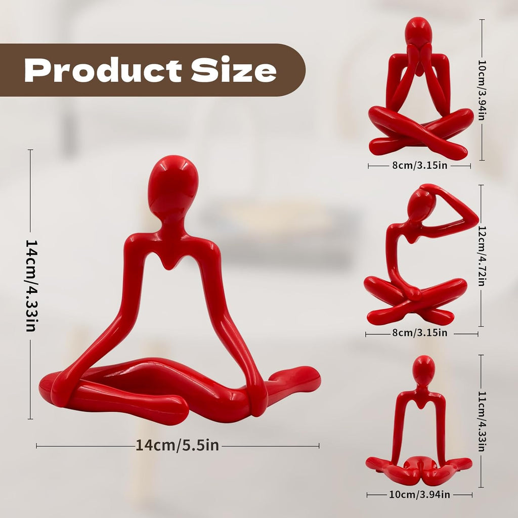 4PCS Thinker Style Abstract red Statue, Modern Simple ABS Abstract Sculpture Decor, for Home Living Room, Restaurant, Office, Bookshelf Decoration, Gifts