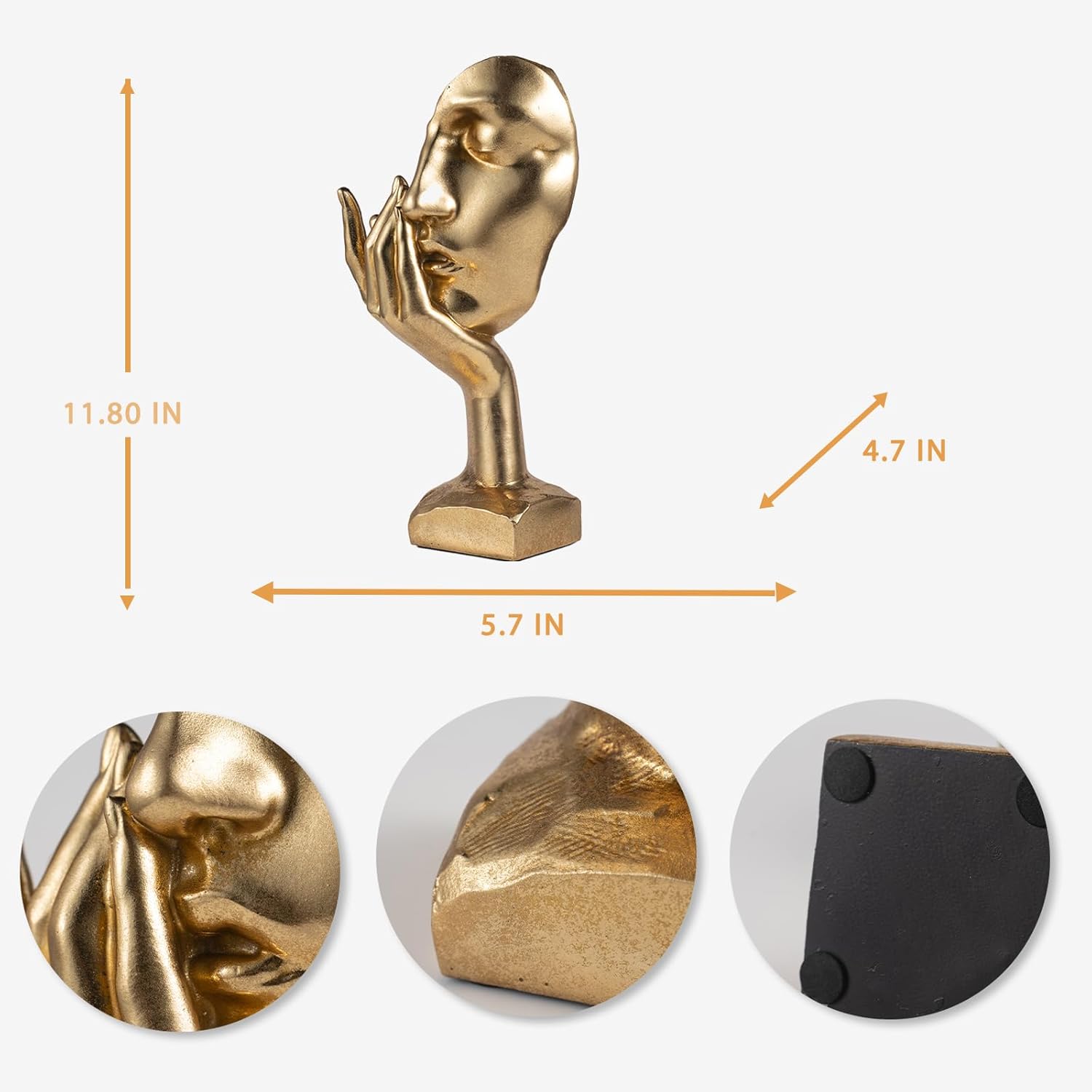Thinker Statue -Gold Sculptures Modern Home Resin Decor -,12" H Collectible Figurines for Home Office Bookshelf Desktop TV Stand Decorative