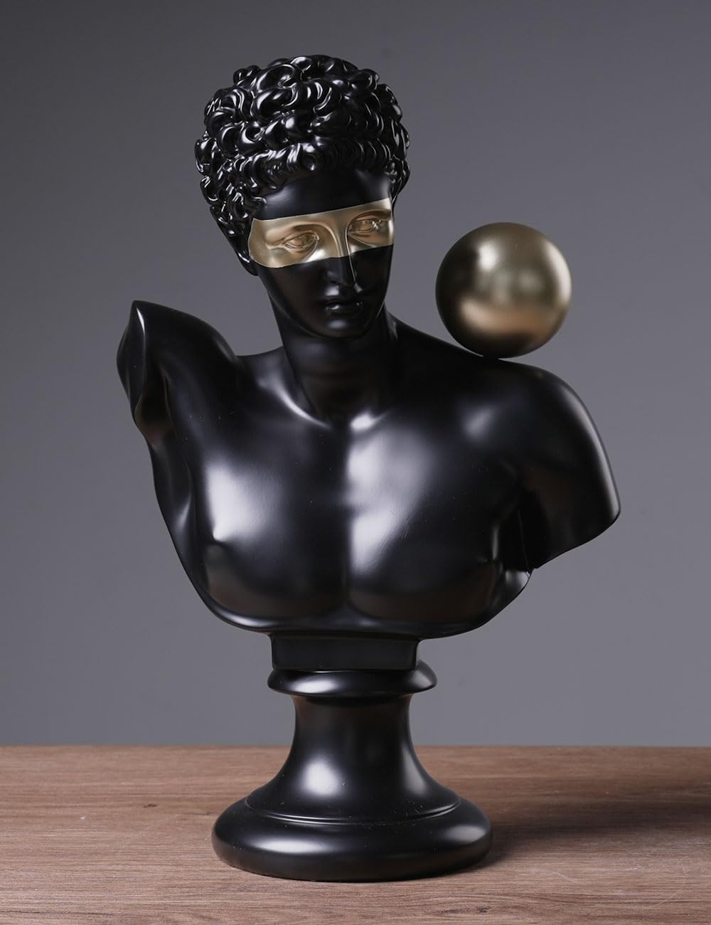 Abstract Sculpture Decor Modern Arts Greek Bust Figurine Table Centerpiece Statue Polyresin Black 13.8 inch