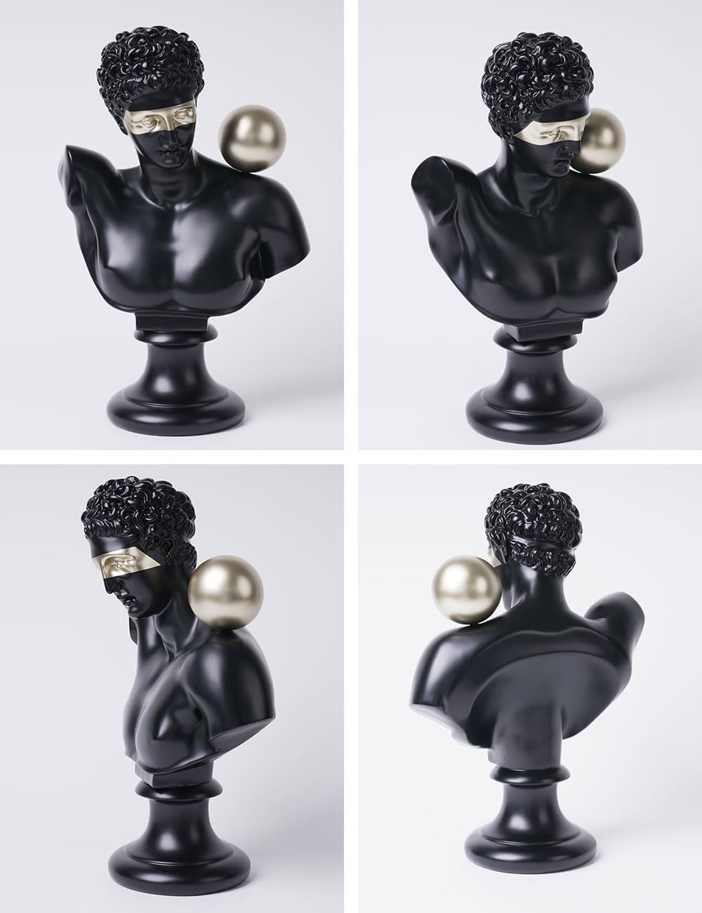 Abstract Sculpture Decor Modern Arts Greek Bust Figurine Table Centerpiece Statue Polyresin Black 13.8 inch