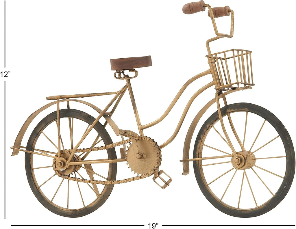 Deco 79 Metal Bike Decorative Sculpture Home Decor Statue, Accent Figurine 19" x 5" x 12", Brown