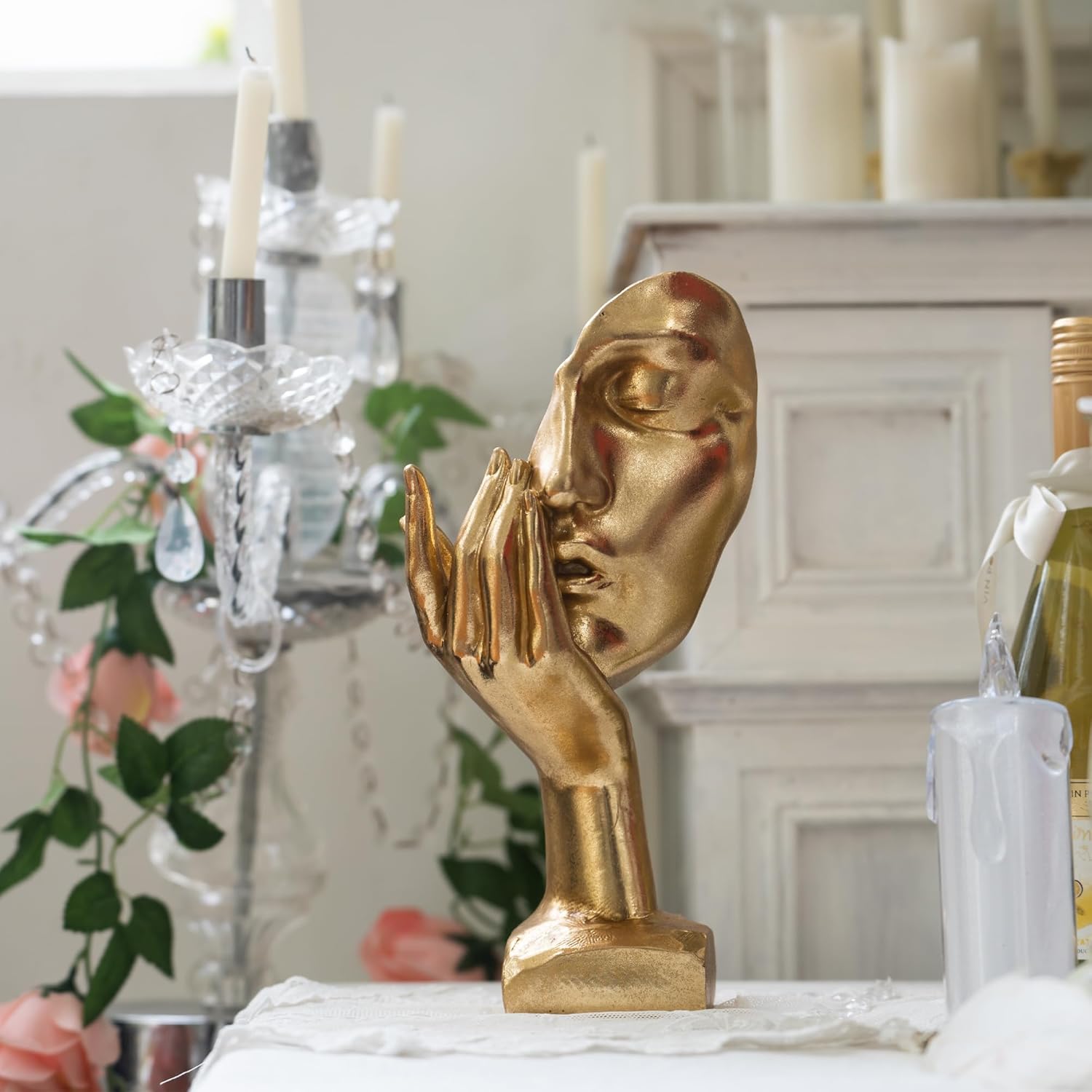 Thinker Statue -Gold Sculptures Modern Home Resin Decor -,12" H Collectible Figurines for Home Office Bookshelf Desktop TV Stand Decorative