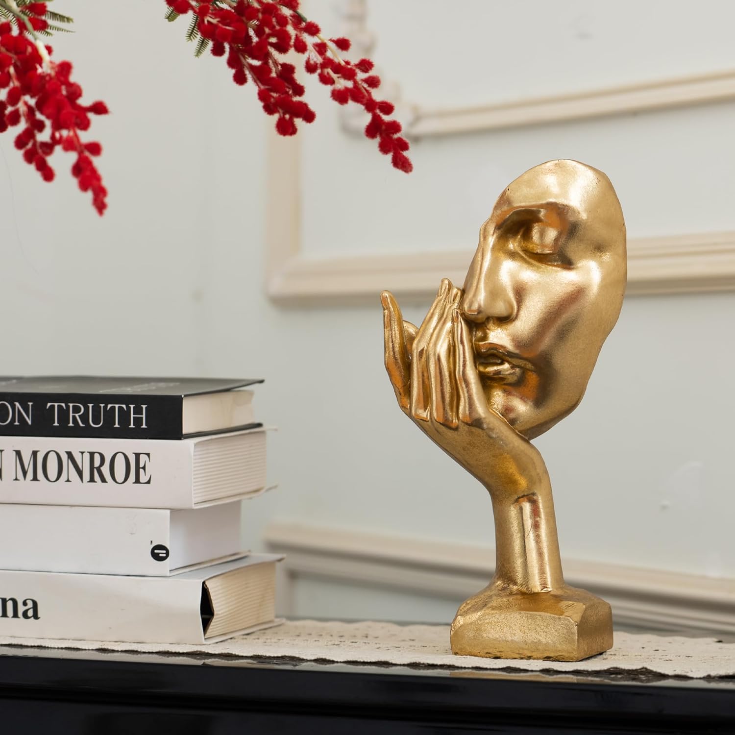 Thinker Statue -Gold Sculptures Modern Home Resin Decor -,12" H Collectible Figurines for Home Office Bookshelf Desktop TV Stand Decorative