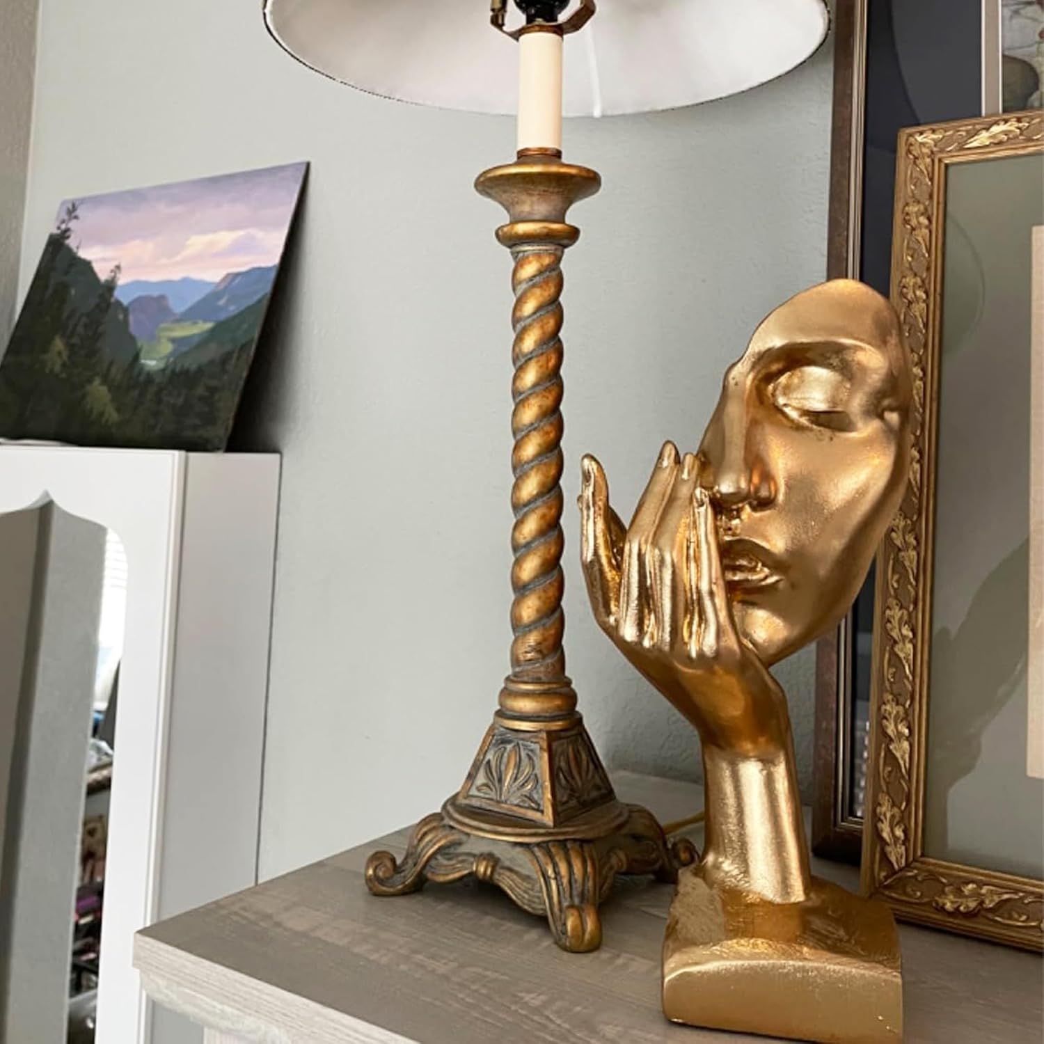 Thinker Statue -Gold Sculptures Modern Home Resin Decor -,12" H Collectible Figurines for Home Office Bookshelf Desktop TV Stand Decorative
