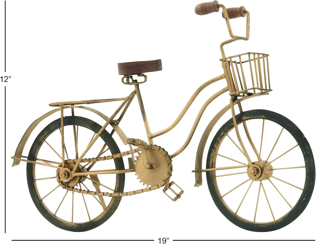 Deco 79 Metal Bike Decorative Sculpture Home Decor Statue, Accent Figurine 19" x 5" x 12", Brown
