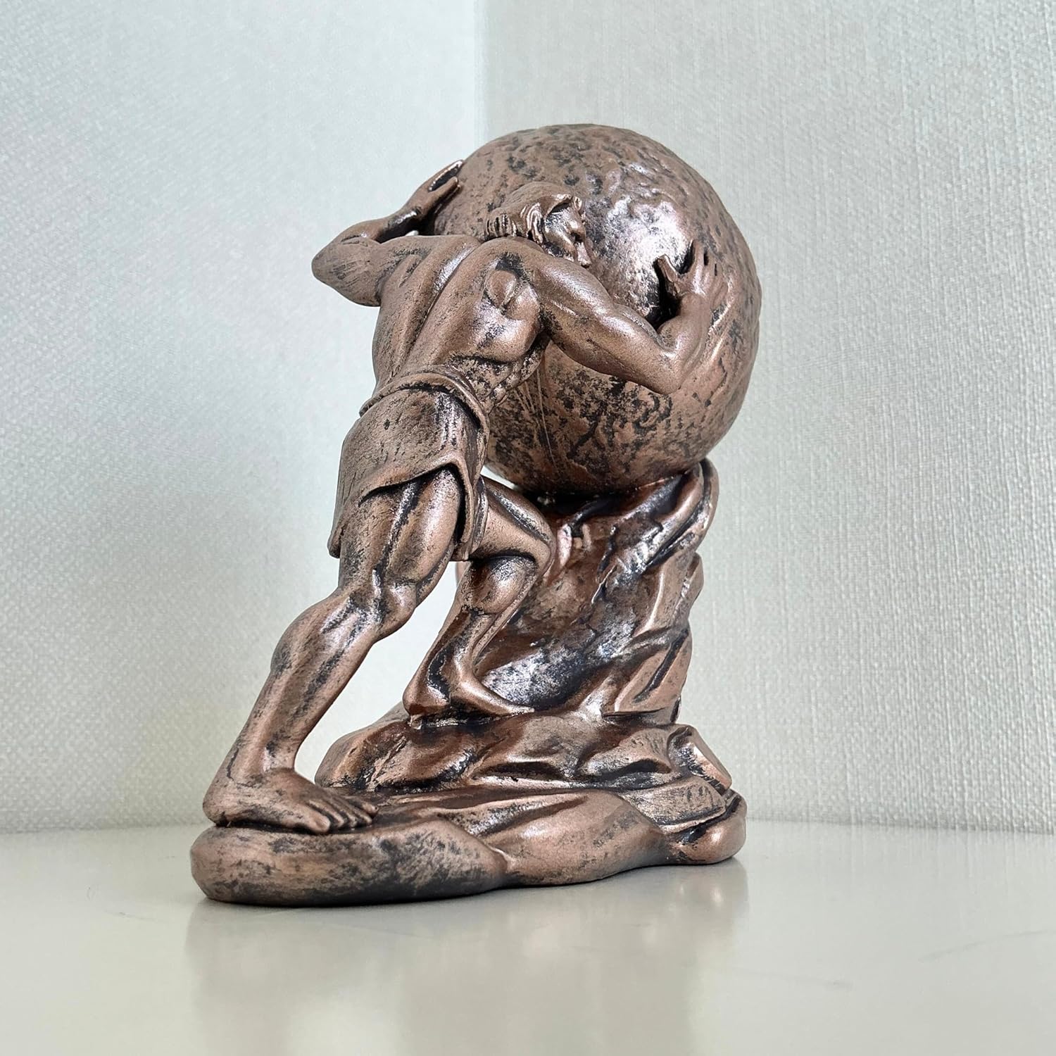 Bronze Sisyphus Statue – Greek Mythology Resin Sculpture 4.5" – Motivational Office Desk Decor, Inspirational Home Decoration, Unique Figurine Art Gift for Entrepreneurs & High Achievers