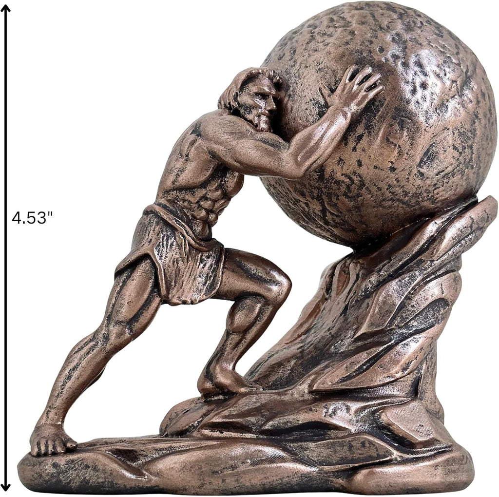Bronze Sisyphus Statue – Greek Mythology Resin Sculpture 4.5" – Motivational Office Desk Decor, Inspirational Home Decoration, Unique Figurine Art Gift for Entrepreneurs & High Achievers