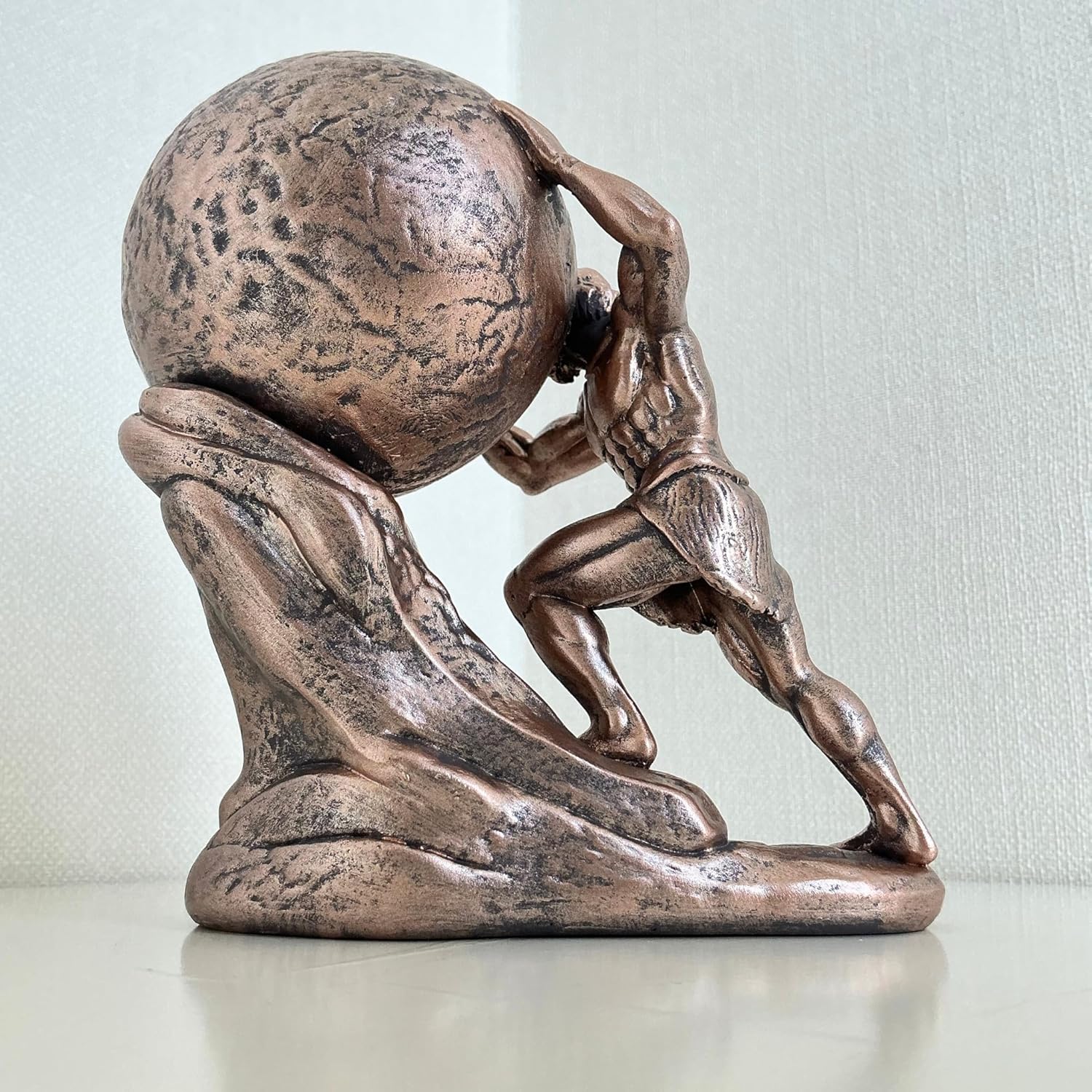 Bronze Sisyphus Statue – Greek Mythology Resin Sculpture 4.5" – Motivational Office Desk Decor, Inspirational Home Decoration, Unique Figurine Art Gift for Entrepreneurs & High Achievers